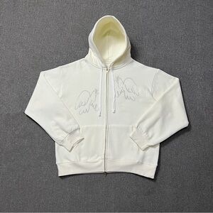 Aime Leon Dore Cream Hoodie with Angel Wings